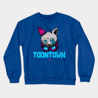 Cyberpunk Feline Fusion Town town YXE Logo Design Crewneck Sweatshirt